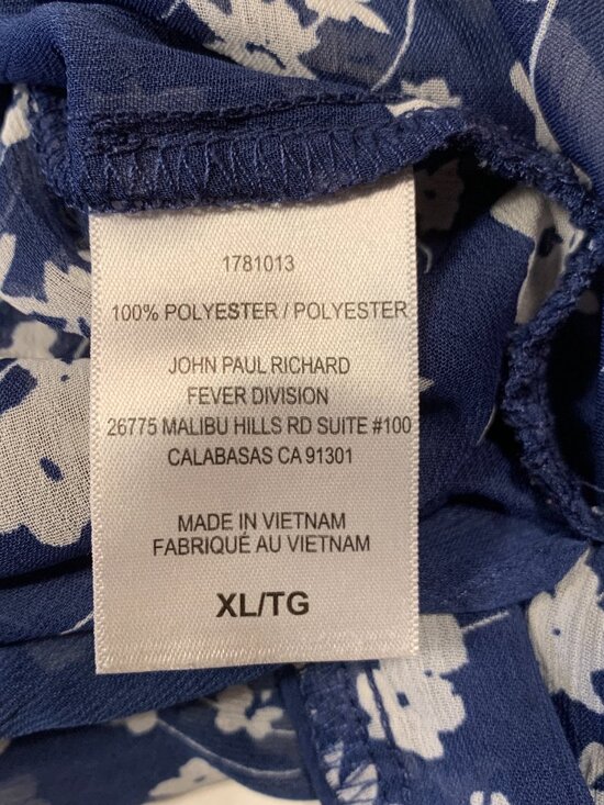 Cristina B Blue Floral Sleeveless Blouse XL Sheer Layered Boho Tank Top - Picture 7 of 8